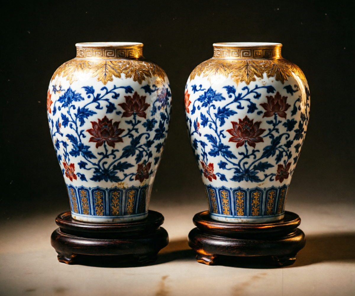 Coppia di vasi Imari con decori in oro — fotografia esemplificativa