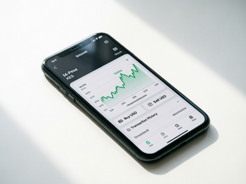 Mobile phone showing forex trading app with M-Pesa mobile money deposit integration for Kenyan traders