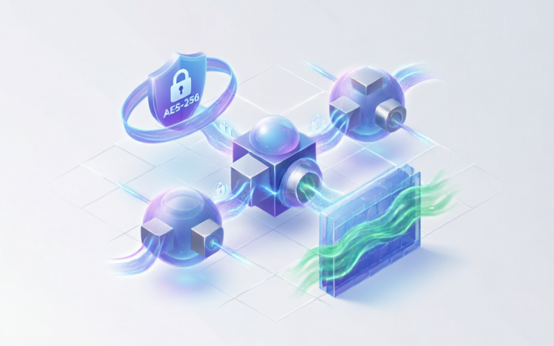 Illustration representing data security and encrypted information collection at Optimum Router
