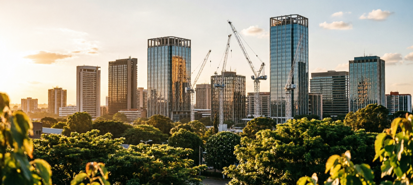 Nairobi Upper Hill financial district at golden hour