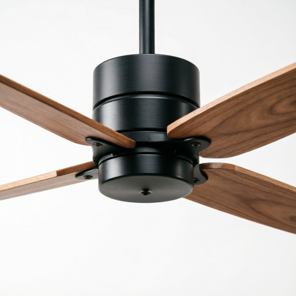 Collection of modern ceiling fans showing different styles and finishes