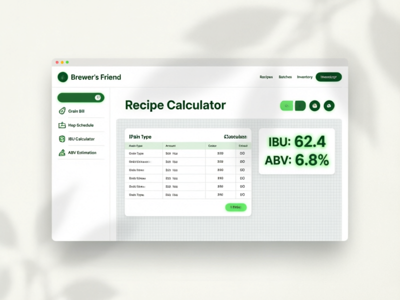 Brewer's Friend brewing software interface screenshot showing recipe design and brewing tools