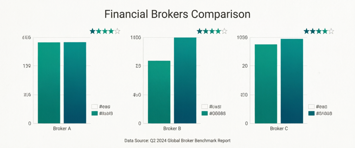Broker comparison data visualization showing ratings and metrics for Kenyan trading platforms
