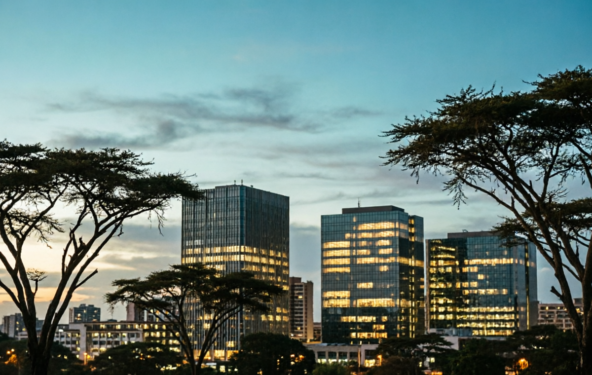 Nairobi skyline at dusk, where the Capital Markets Authority regulates local forex brokerage entities