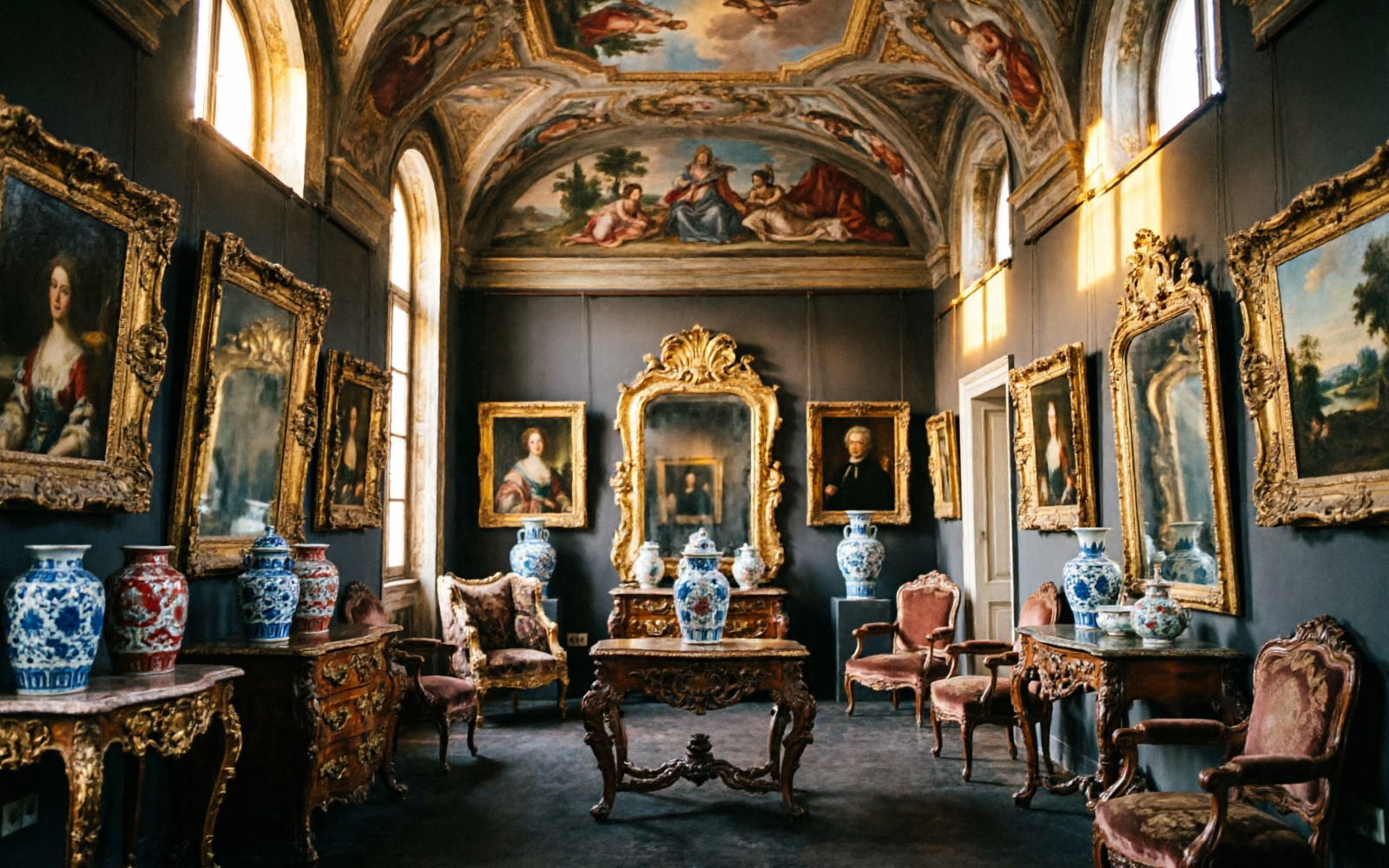 L'interno della galleria Borgo Antiques a Genova