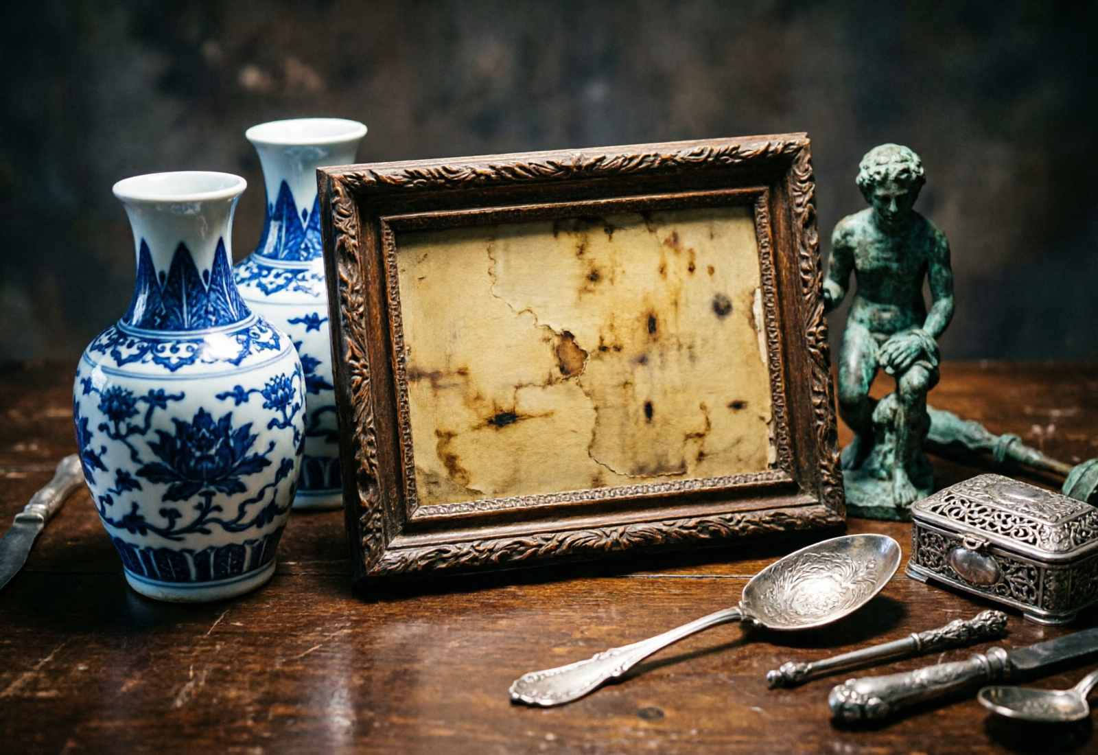 Oggetti antichi in valutazione — fotografia esemplificativa
