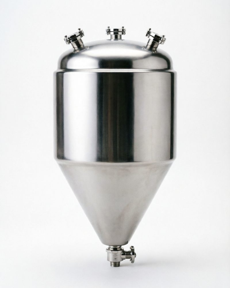 Spike Brewing Flex+ 7 gallon stainless steel fermenter with polished finish and tri-clamp ports