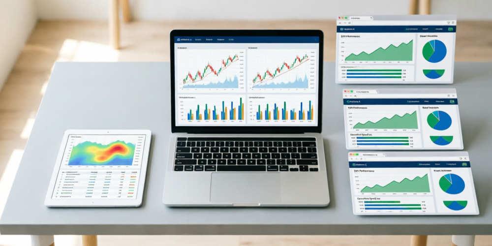 Multiple trading platforms compared side by side showing different broker interfaces and features