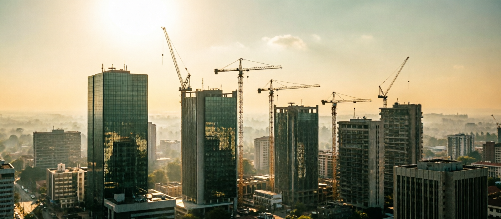 Nairobi financial district at golden hour