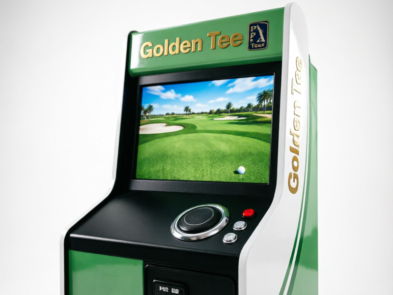 Golden Tee PGA Tour commercial arcade golf machine with trackball controls