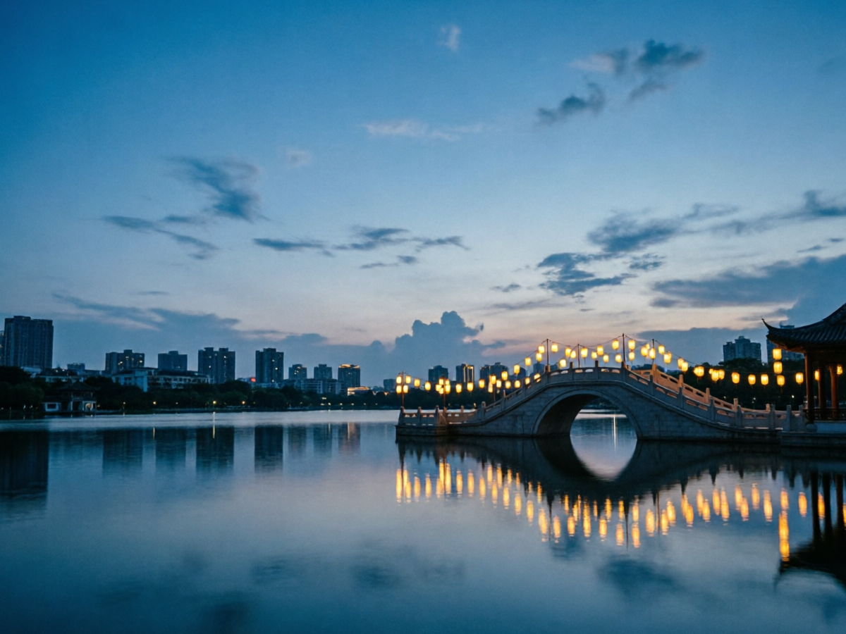 Qiandeng Lake at dusk