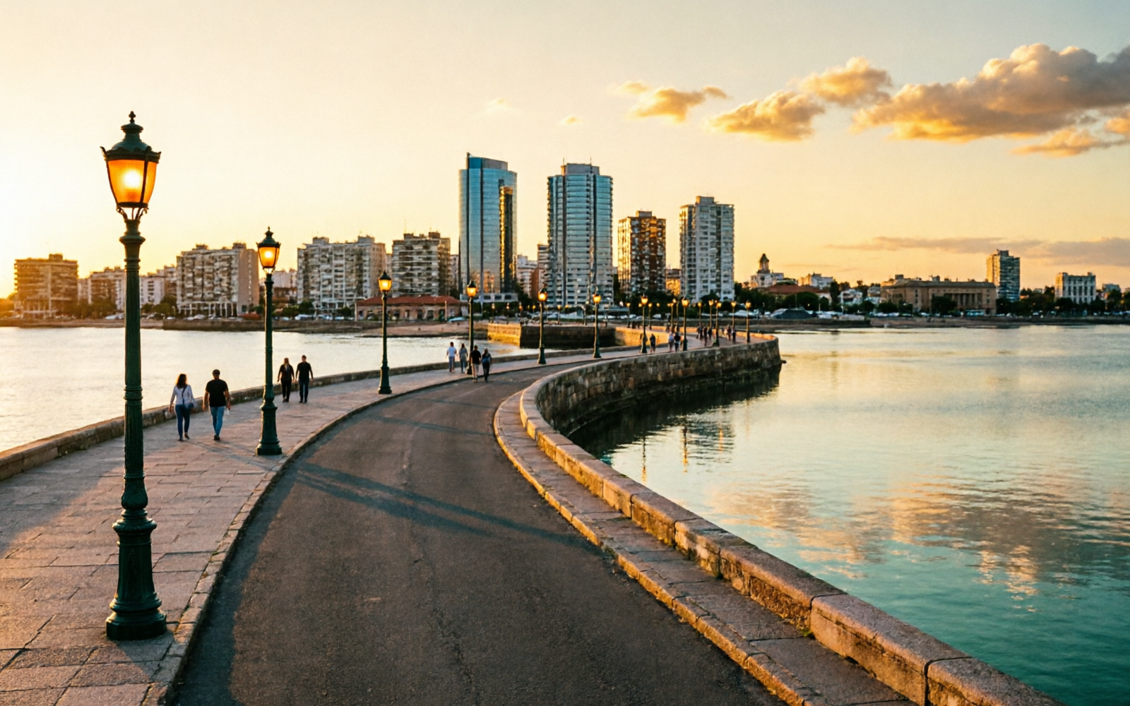 La Rambla de Montevideo al atardecer