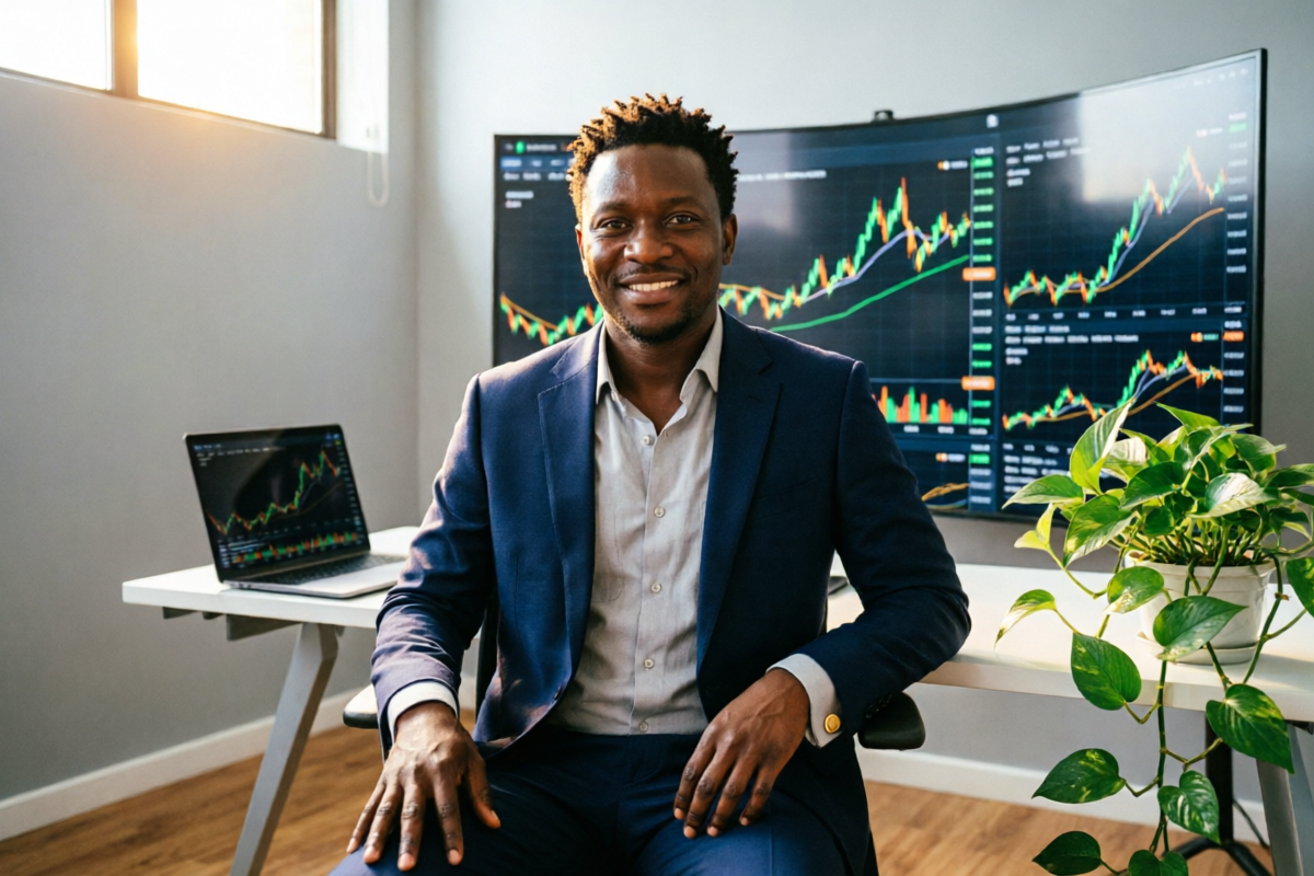 Successful Kenyan forex trader holding certificate after completing education