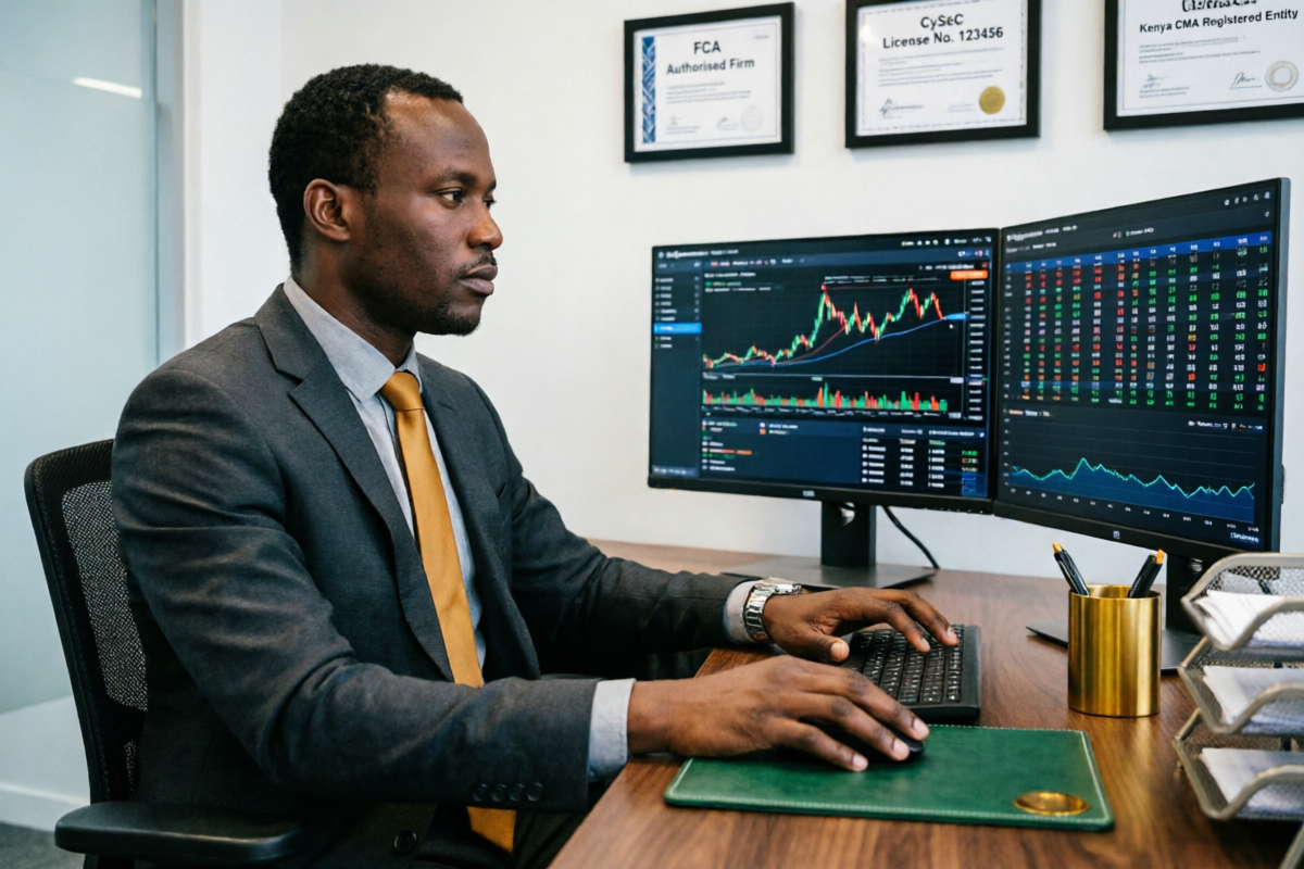 Professional trader working with regulated forex platform in Kenya