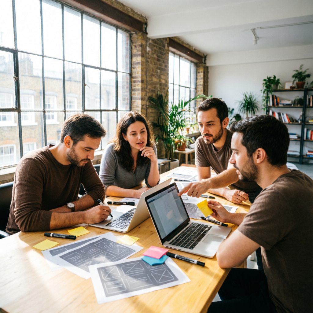 The Best Design Hub team collaborating in the studio