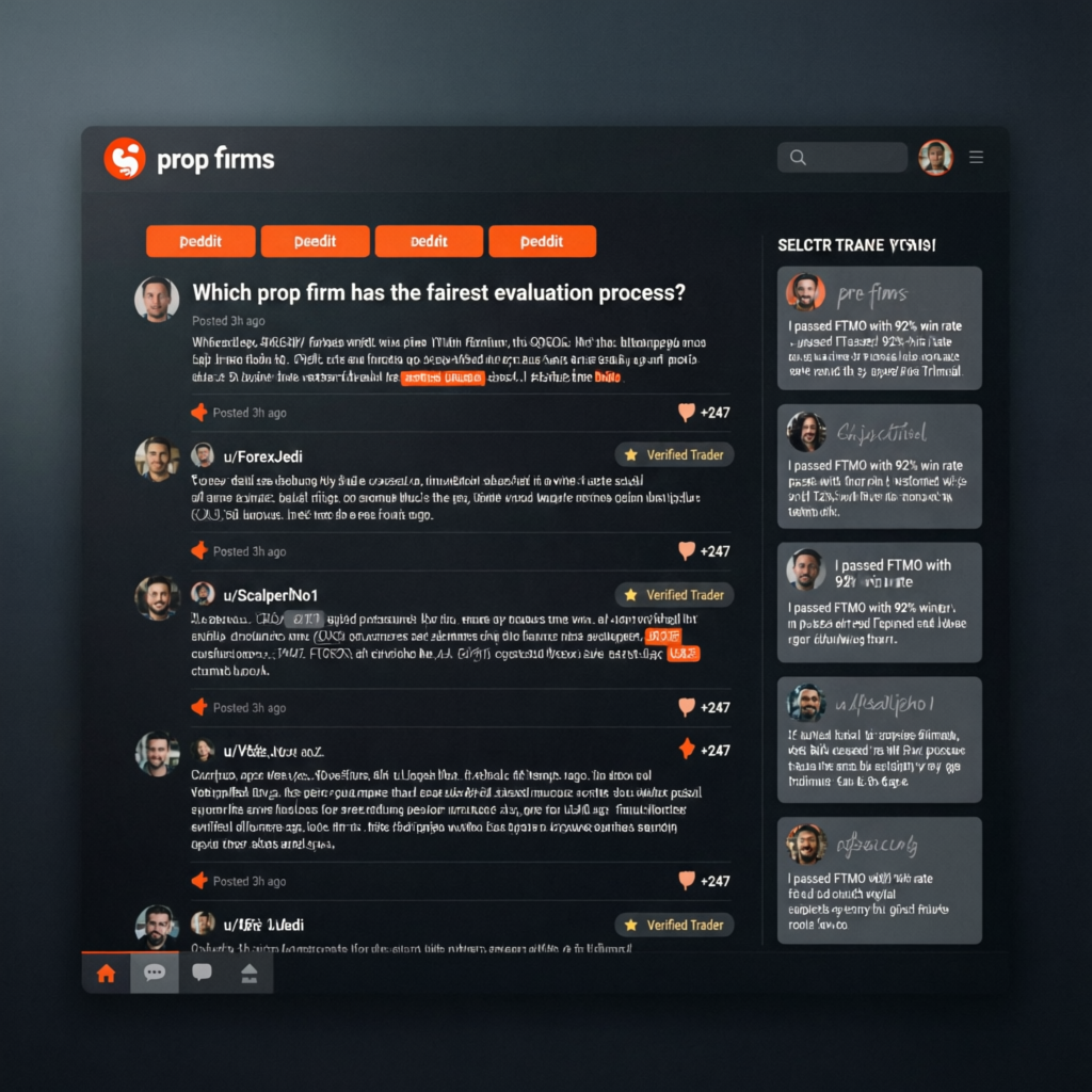 Reddit prop firms community discussion about prop firm evaluation process