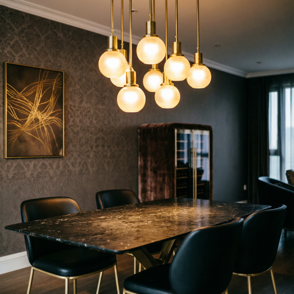 Pendant hanging lights over dining table — Hyderabad lighting store