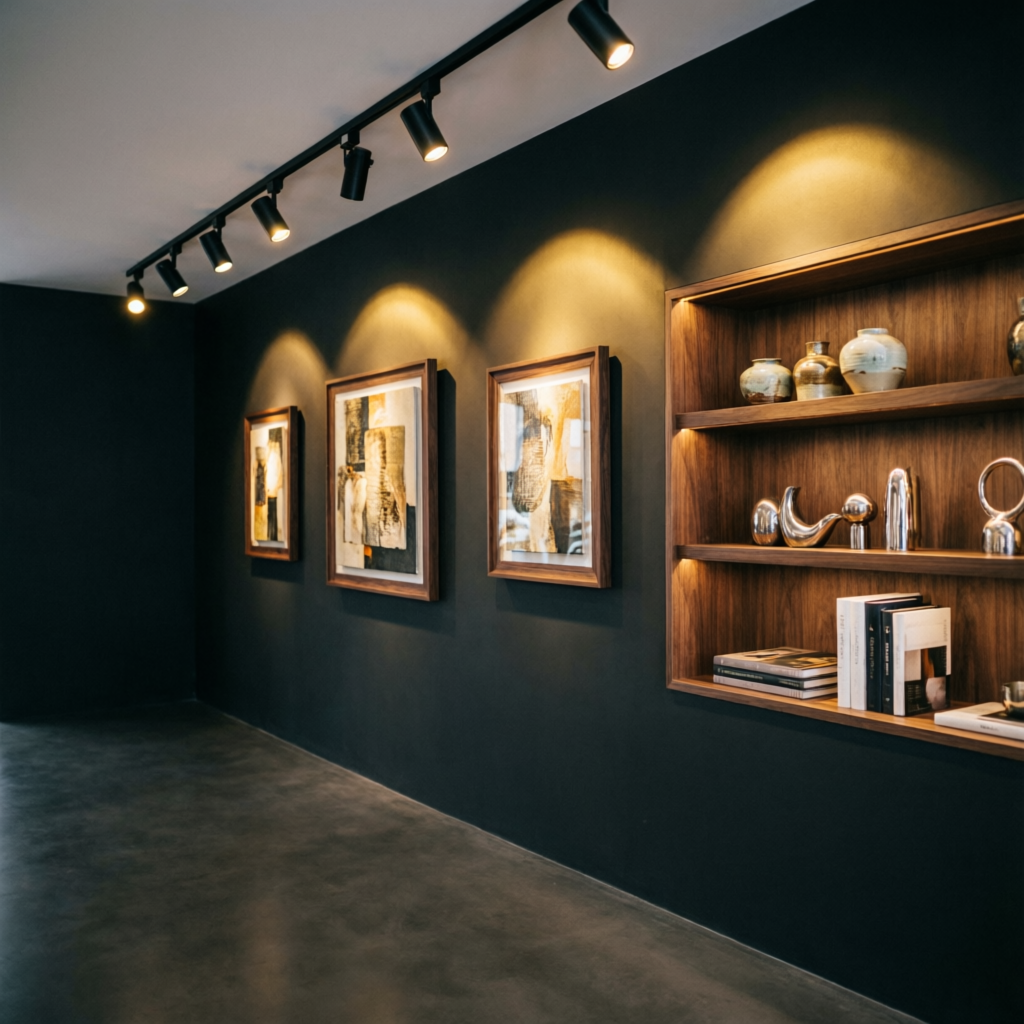 Track lighting illuminating artwork — track lights Hyderabad