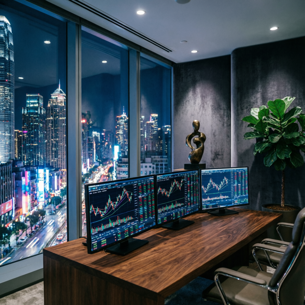 Premium trading office with multiple monitors