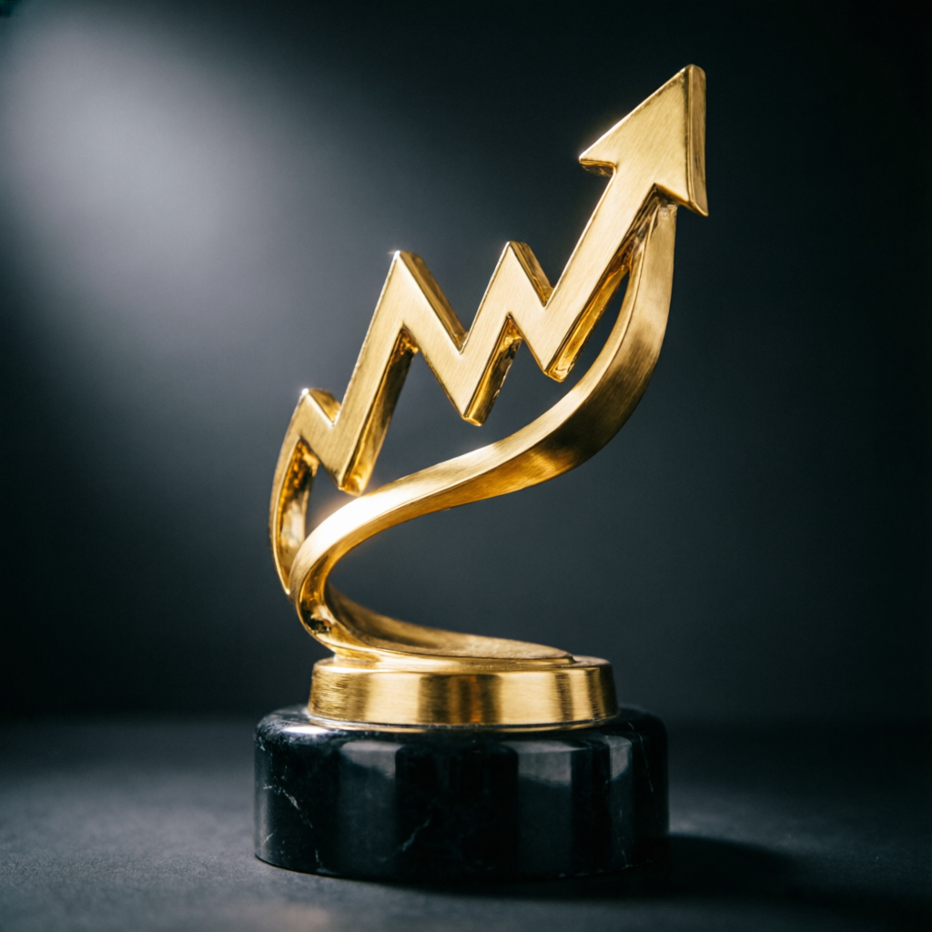 Gold trading success trophy