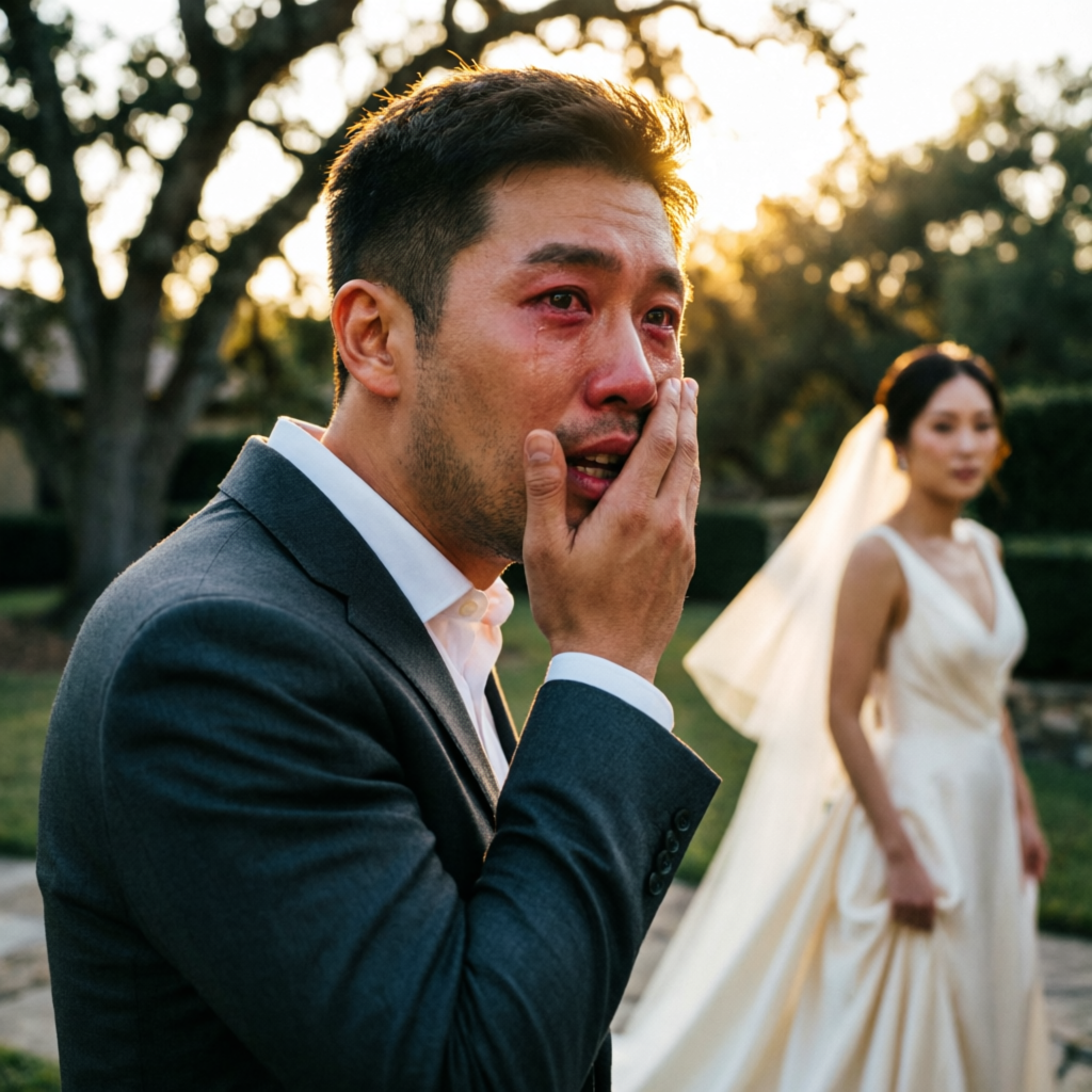 Groom's raw reaction during the first look, hand over his mouth