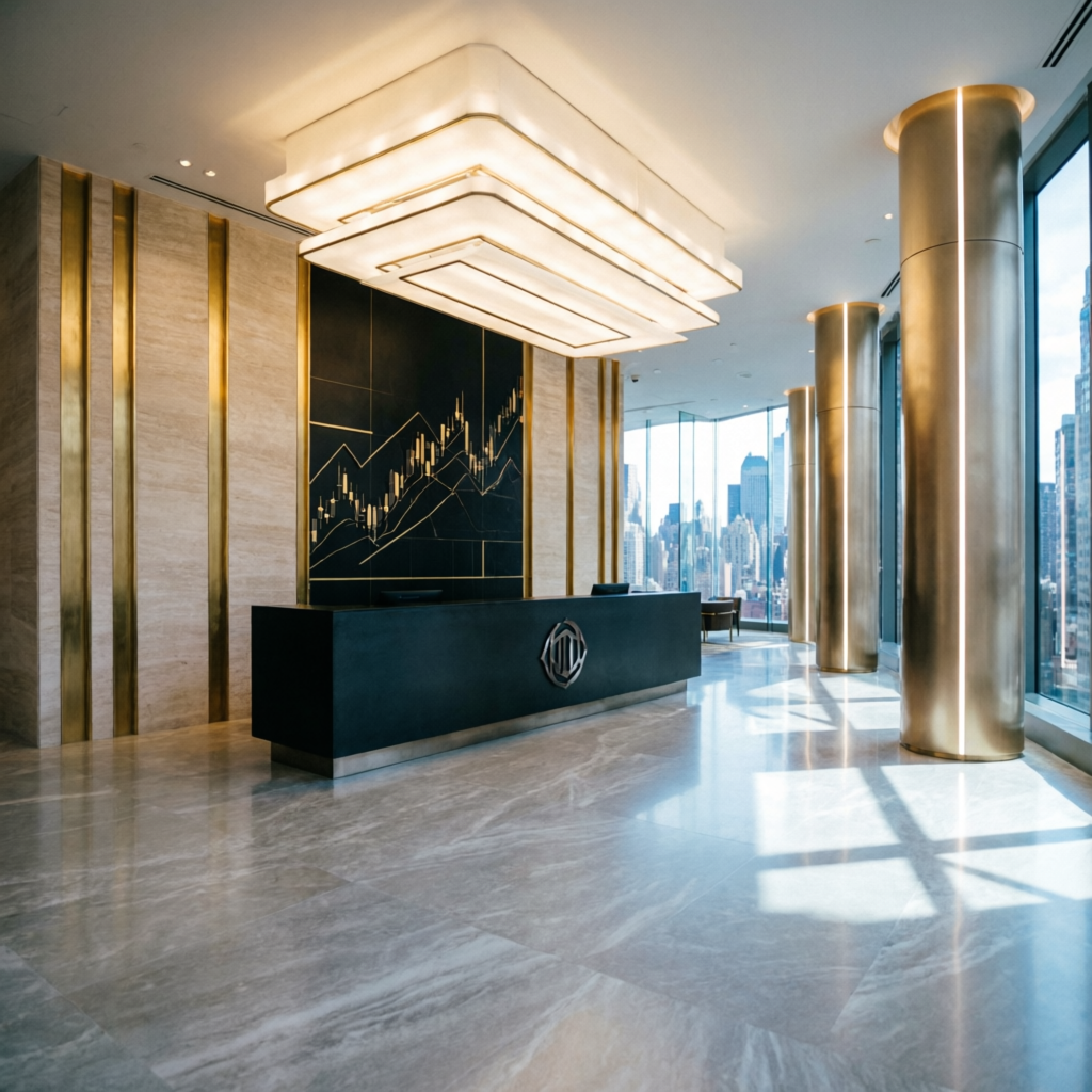 Premium Prop Firm Services office lobby representing financial authority and trust