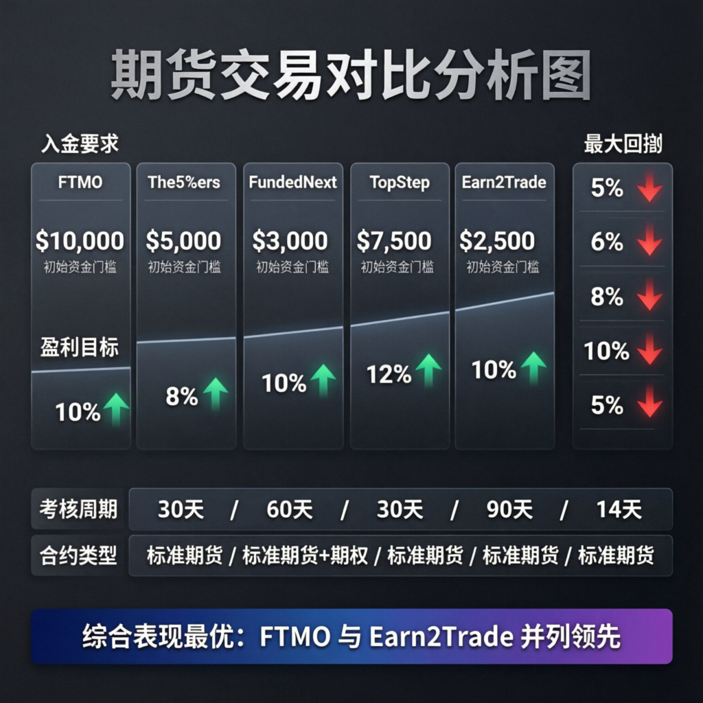 Futures prop firm comparison chart showing Apex Trader Funding vs competitors