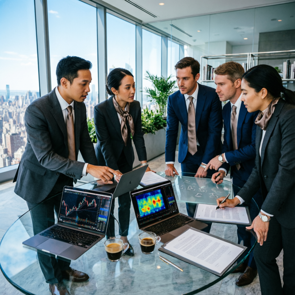Professional financial analysts team managing Apex Trader Funding accounts