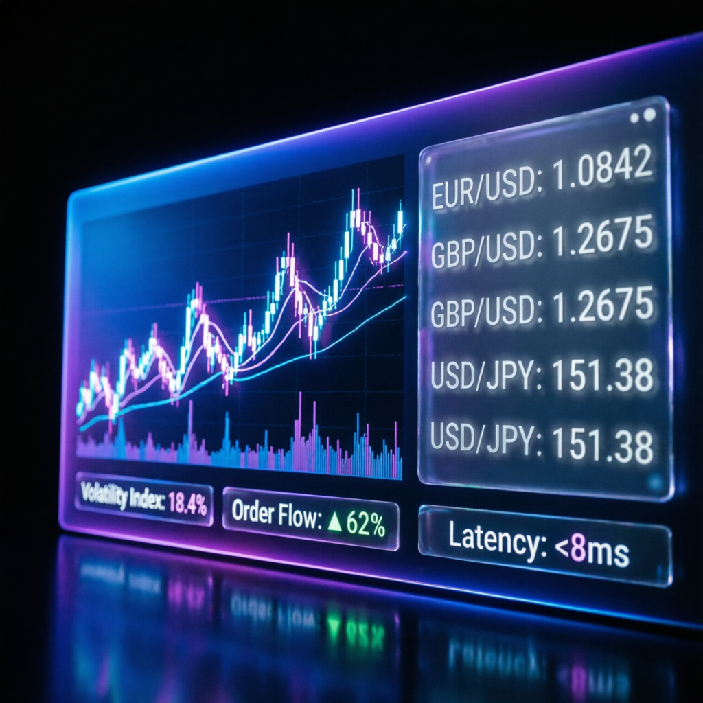 AI-powered forex trading dashboard with live charts and financial data