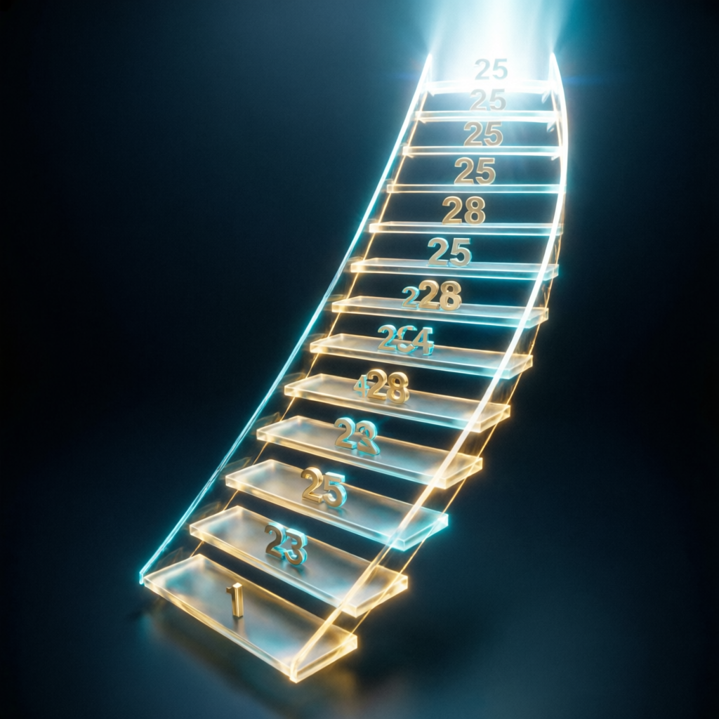Topstep scaling plan visualization showing ascending contract tiers from 1 to 25