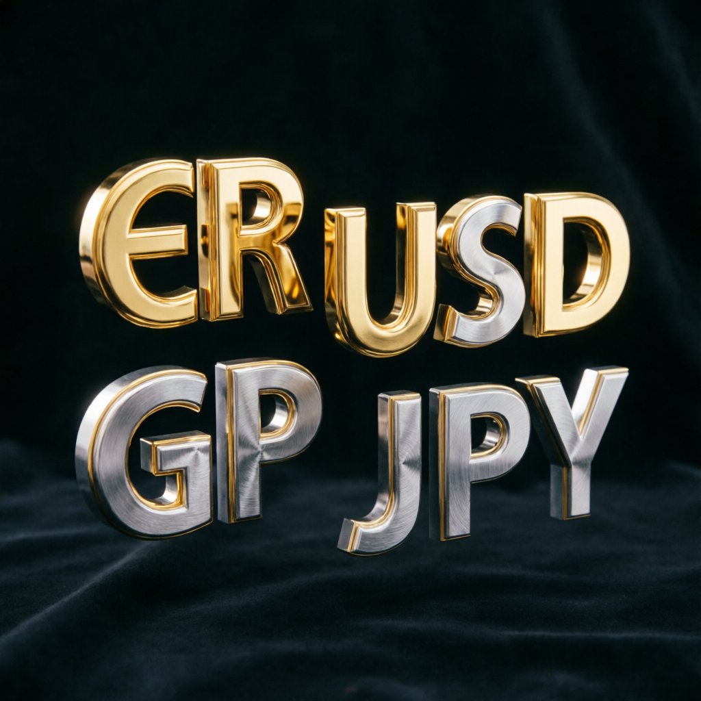 Forex currency pairs EUR USD GBP JPY in premium metallic design