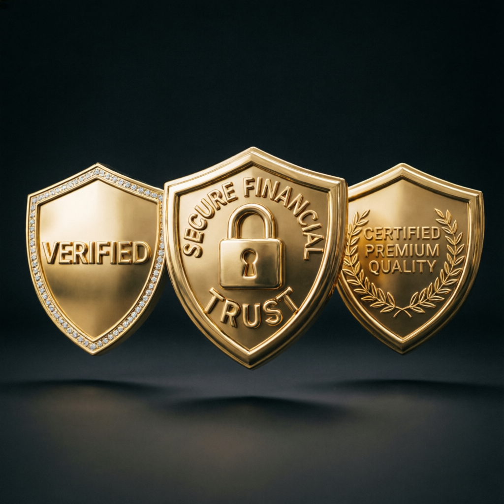 Verified trust badges and certifications for financial services