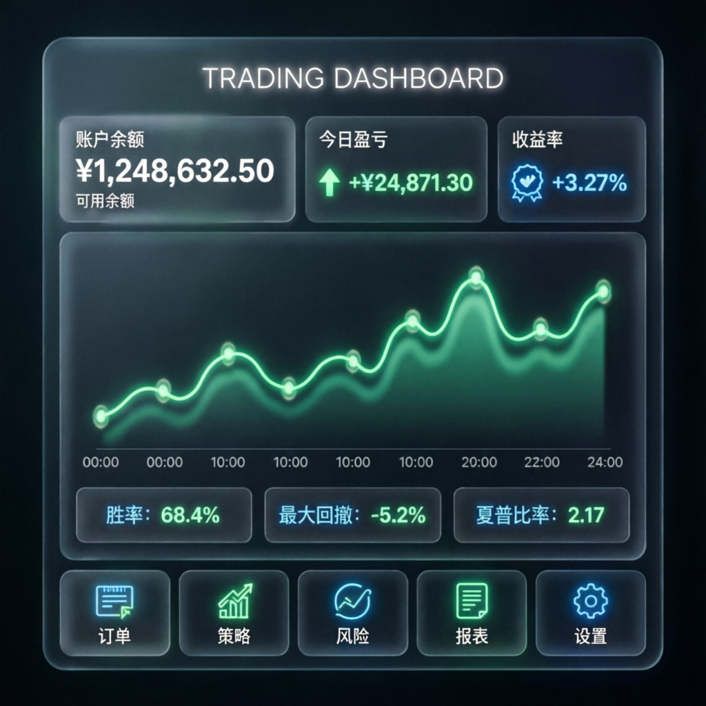 Professional trading dashboard showing prop firm account management metrics