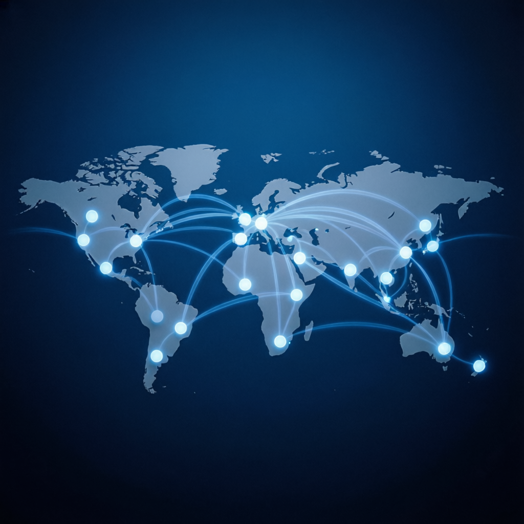 Global trading network connecting traders worldwide for prop firm success