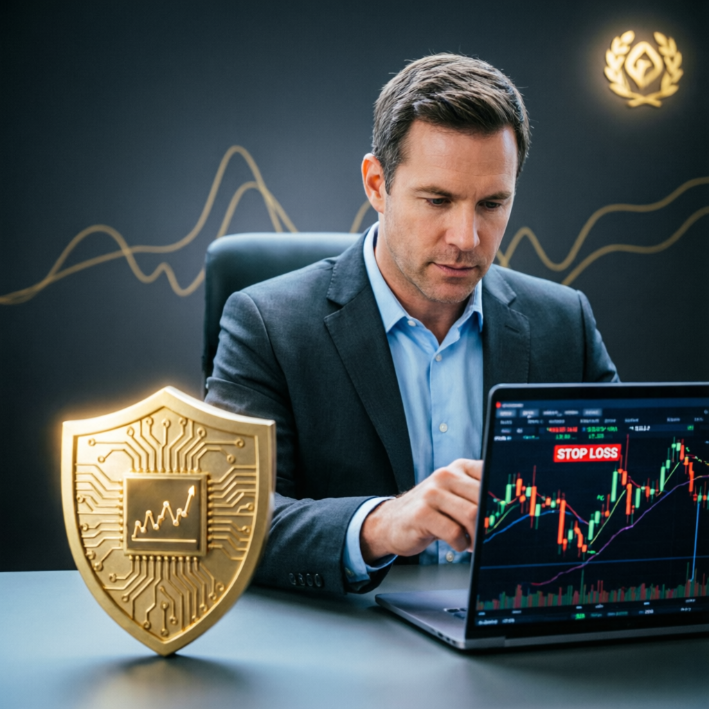 Risk management concept showing stop loss and financial protection in trading