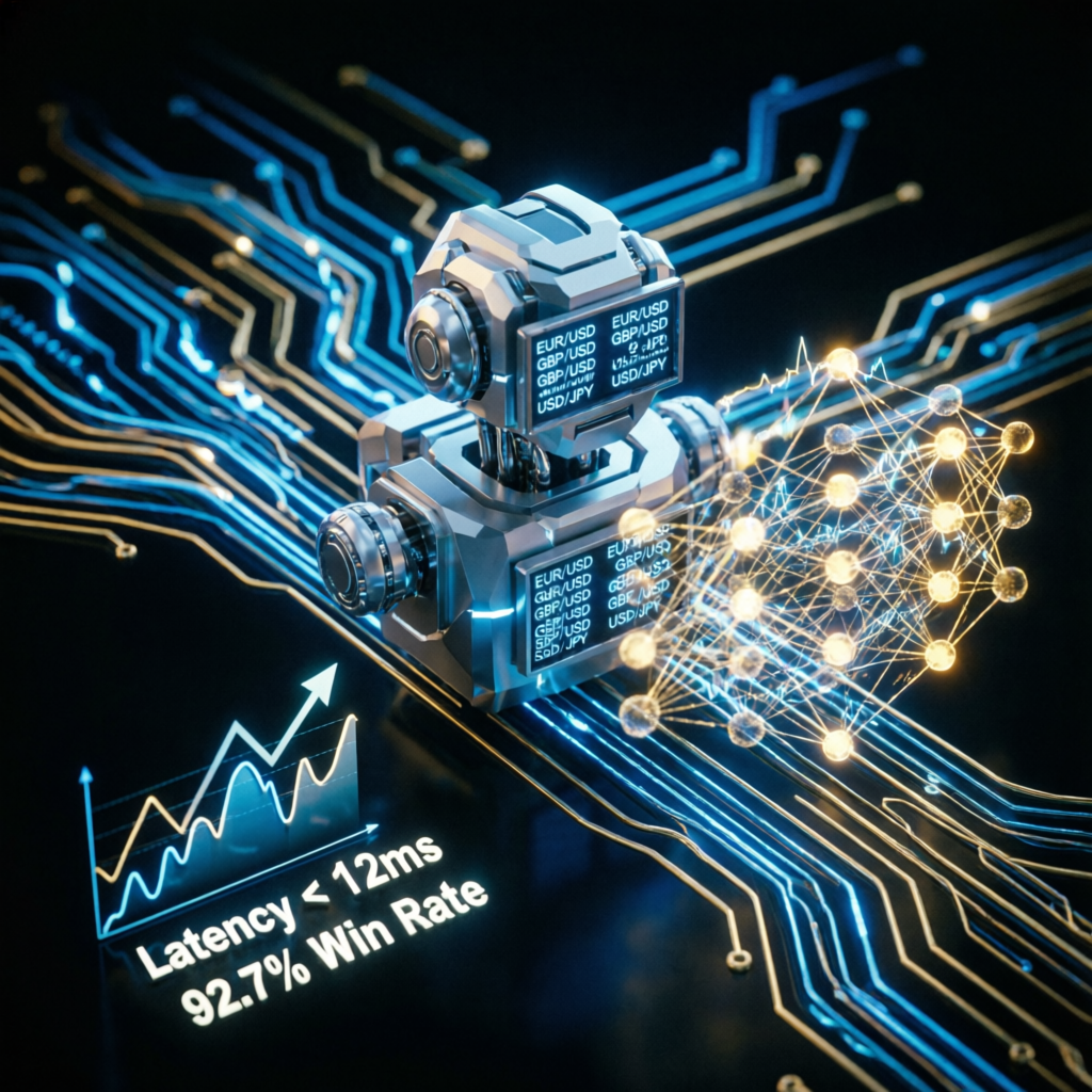 AI automated trading robot executing futures trades with neural network