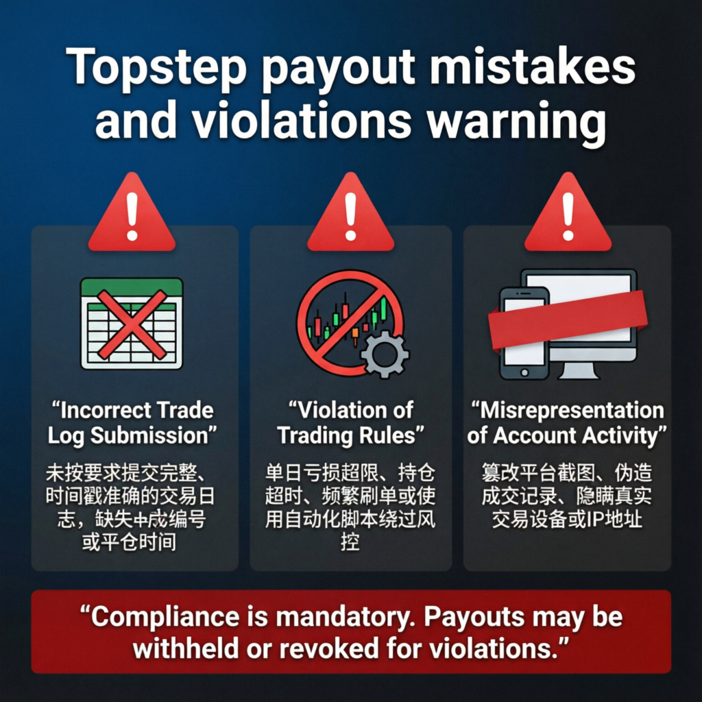 Topstep Payout Mistakes and Violations Warning