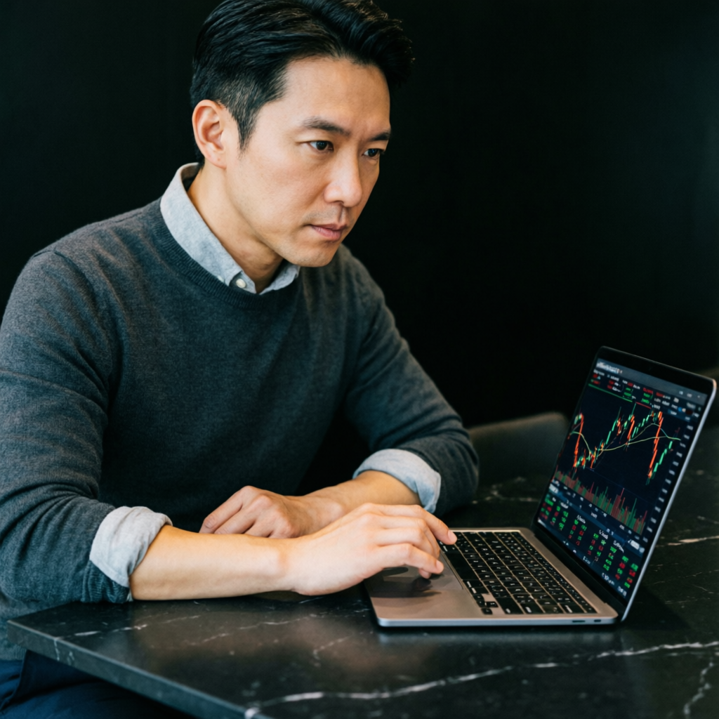 Focused trader analyzing futures markets