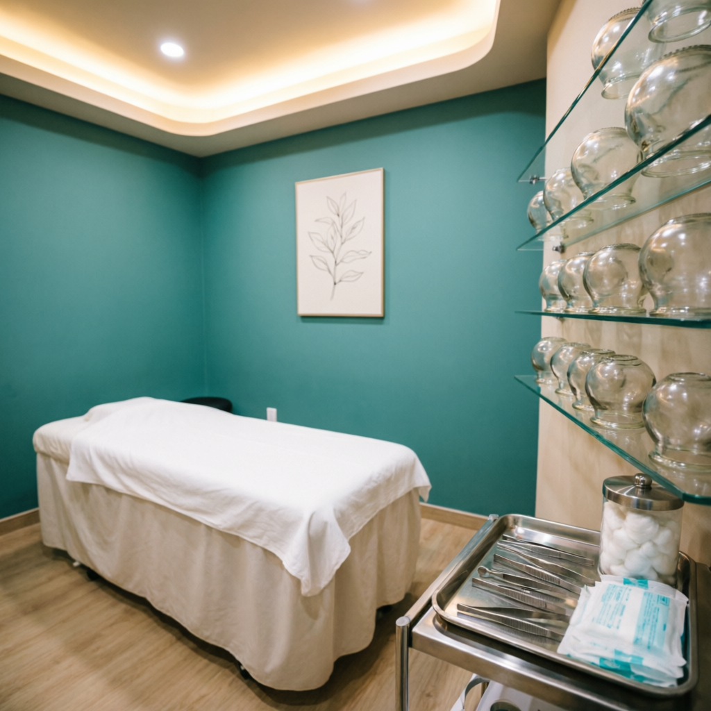 Professional Hijama cupping therapy session at Cupping & Hijama Wellness Clinic treatment room in Kolkata