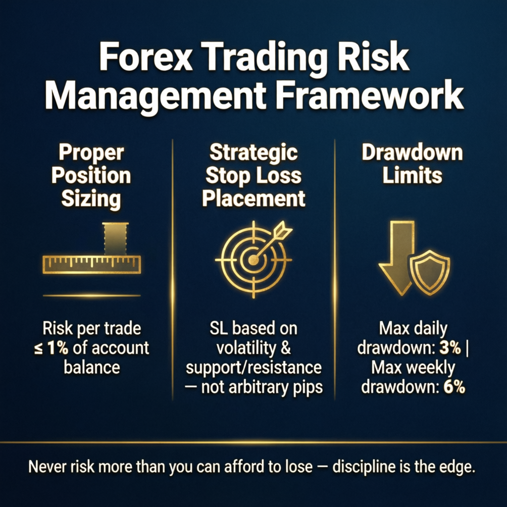 Forex trading risk management framework infographic - PFM Capitals risk protocols