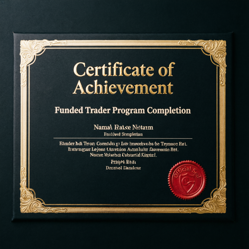 Funded trader program completion certificate - PFM Capitals passing certificates