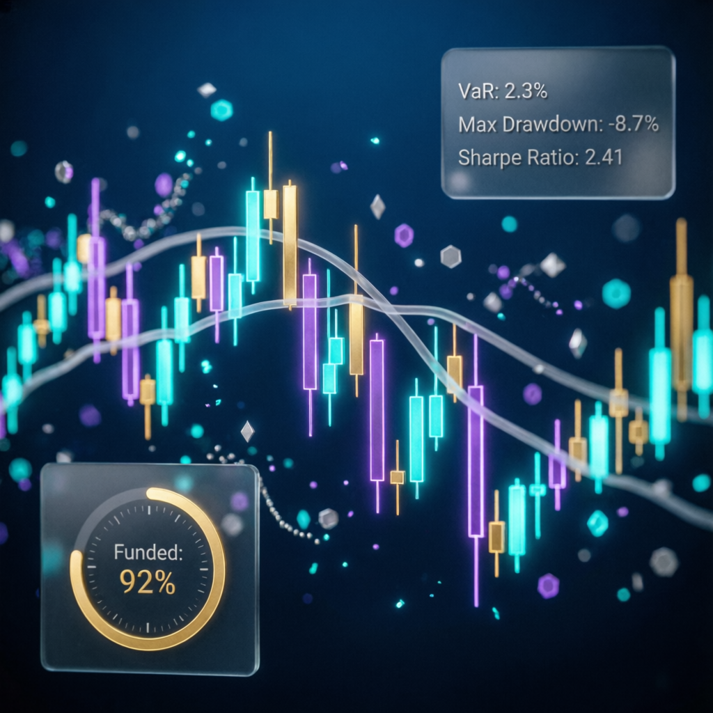 Institutional trading dashboard with candlestick charts and equity curve