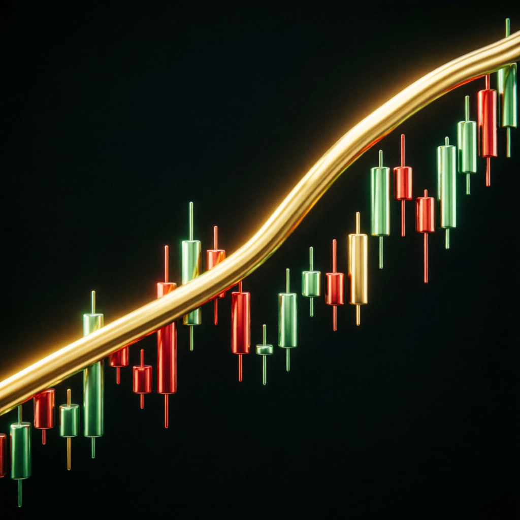 Golden upward trend chart showing prop firm trading success