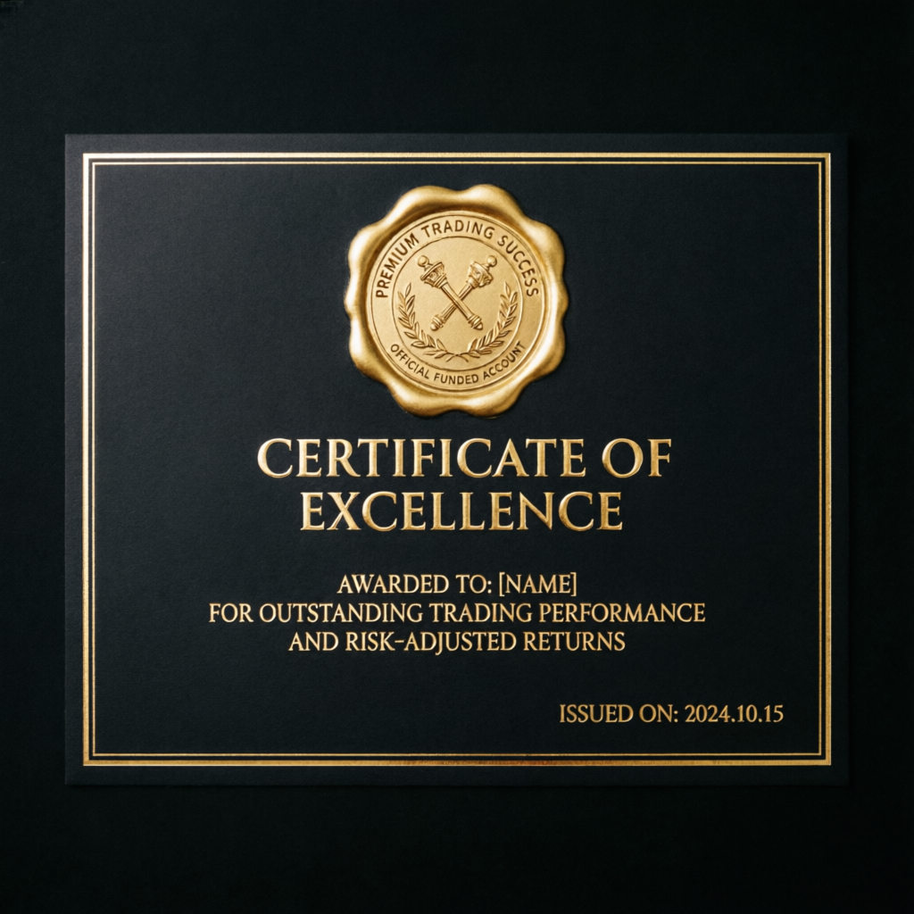 Certificate of excellence for funded trading account success