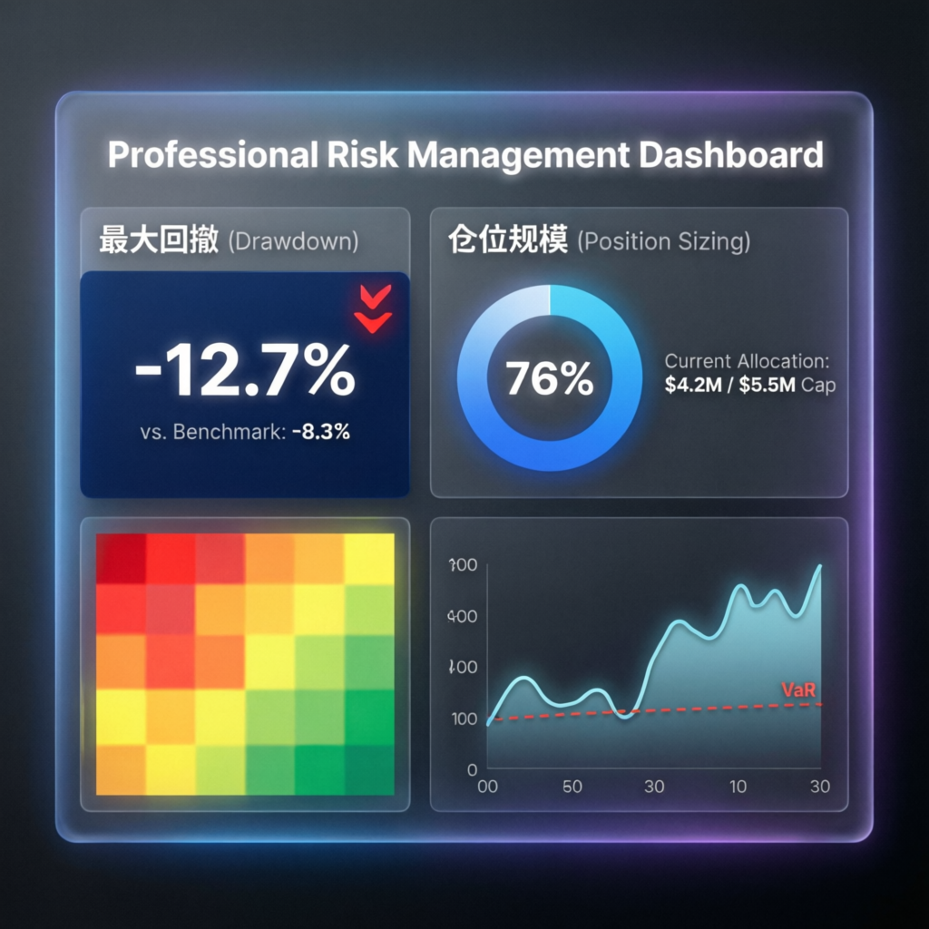 Professional risk management dashboard with glassmorphism design