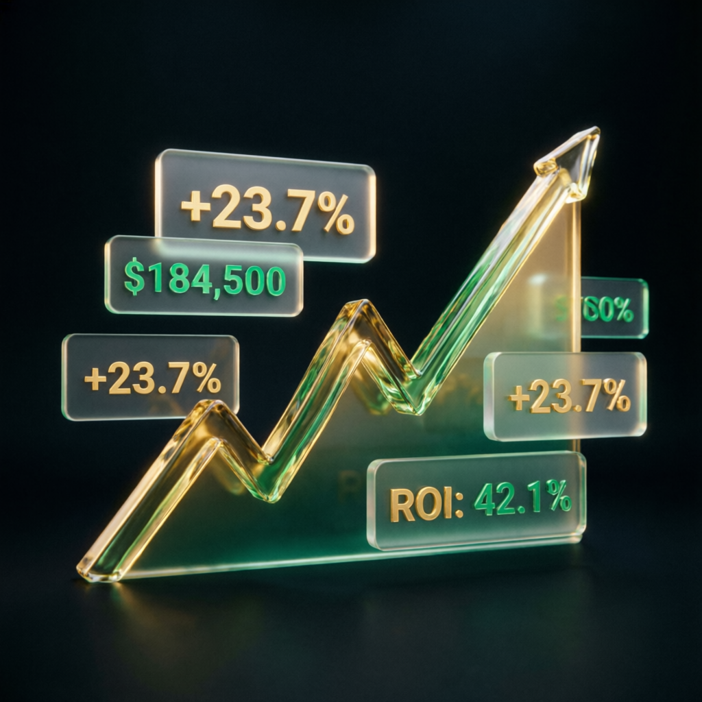 Abstract visualization of funded trading account growth with rising chart