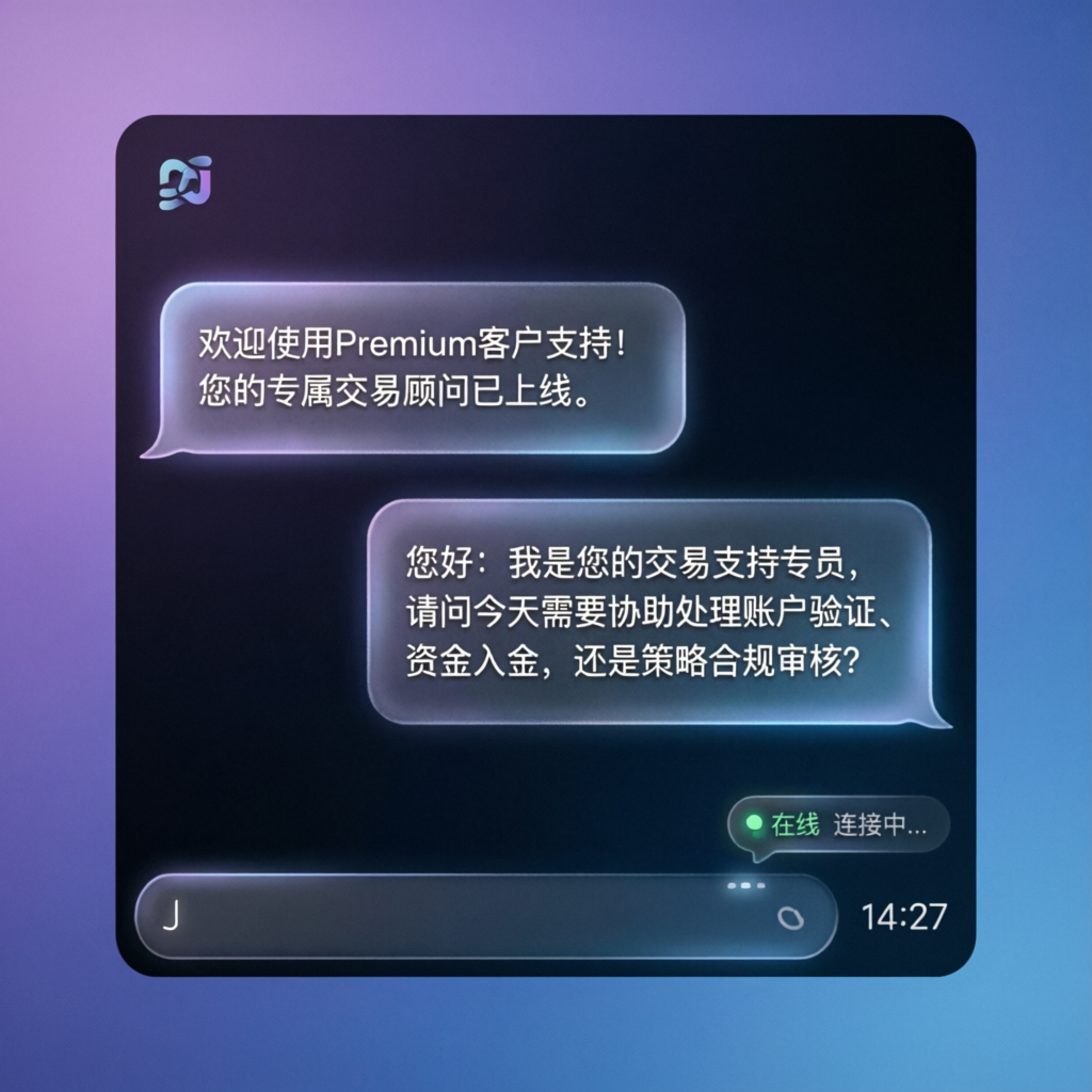 Premium customer support chat for prop firm traders