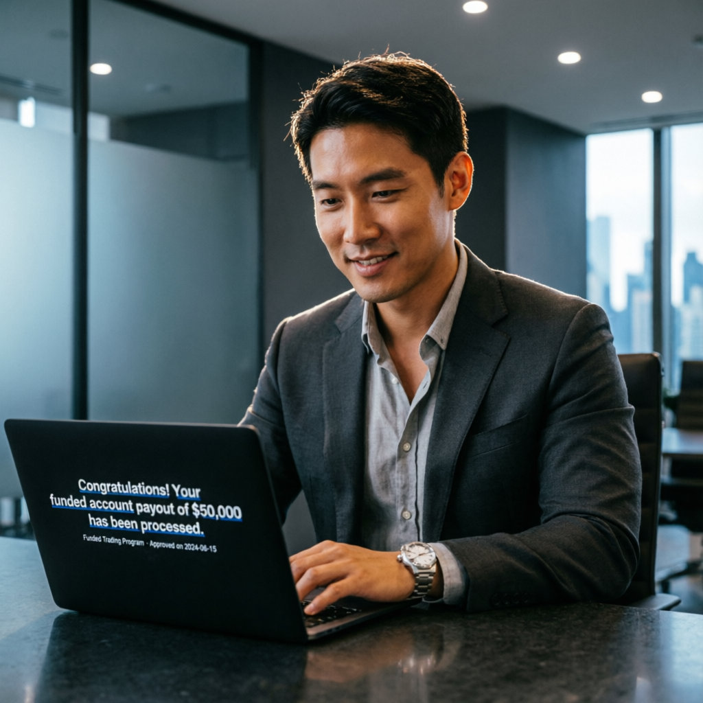 Funded trader receiving Apex Trader Funding payout notification