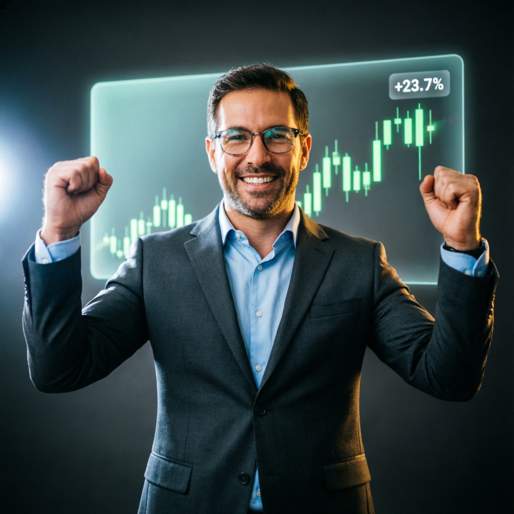 Successful trader celebrating Alpha Capital Group challenge pass