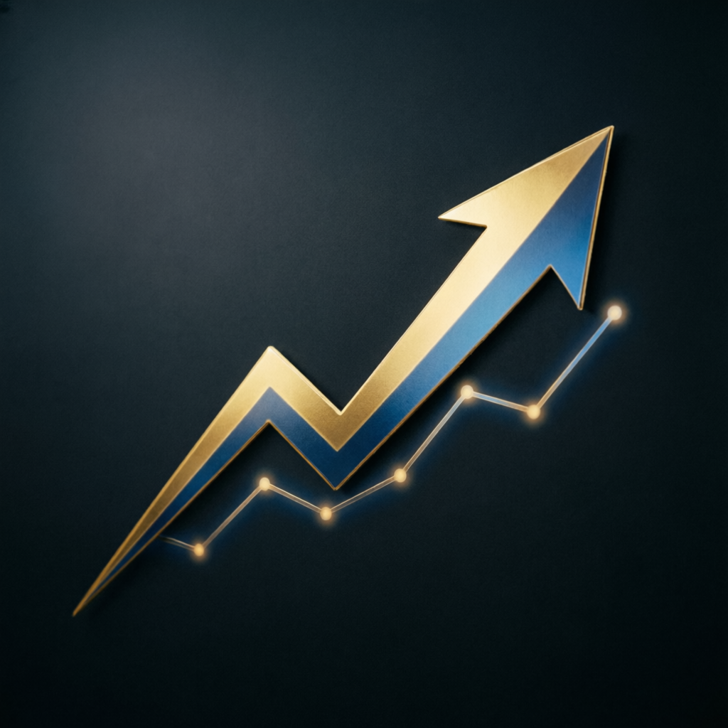 Financial growth chart showing consistent profits
